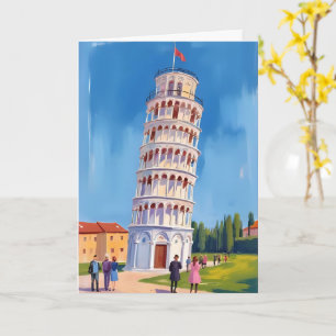 Cartão Torre Inclinada de Pisa Itália Pintura