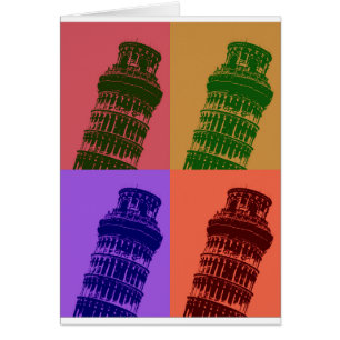 Cartão Torre inclinada de Pisa Pop Art