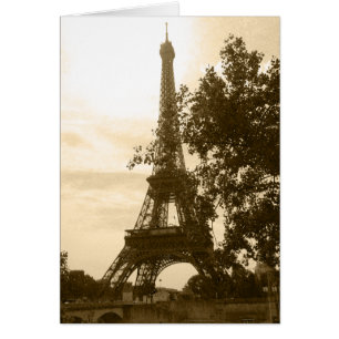Cartão Torre Sepia Eiffel