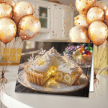 Torta de Creme de Banana Cristal Brilhante Feliz A