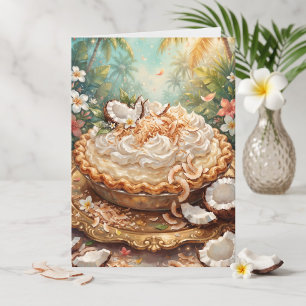 Cartão Torta de Creme de Coco Feliz Aniversário Mãe