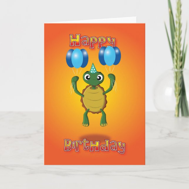 Cartão tortoise - balloons - happy birthday (Frente)