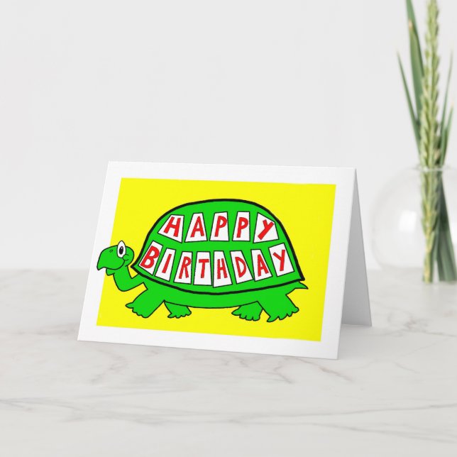 Cartão Tortoise Happy Birthday (Frente)