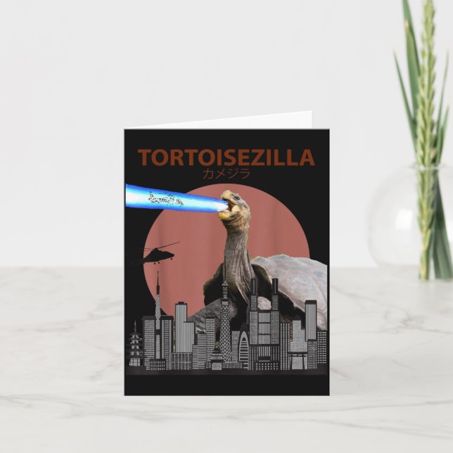 Cartão Tortoisezilla _ Tartaruga Engraçada (Frente)