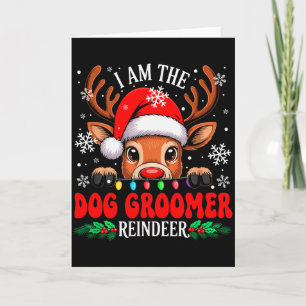 Cartão Tosa de Cães Rena de Natal Fofo Papai Noel Rena
