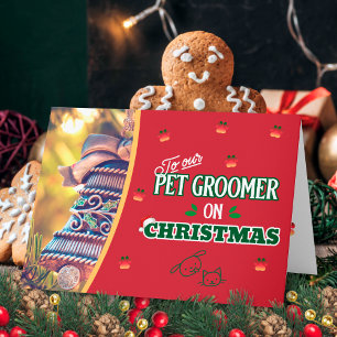 Cartão Tosa Pet no Natal Patas de Natal Gato e Cachorro F