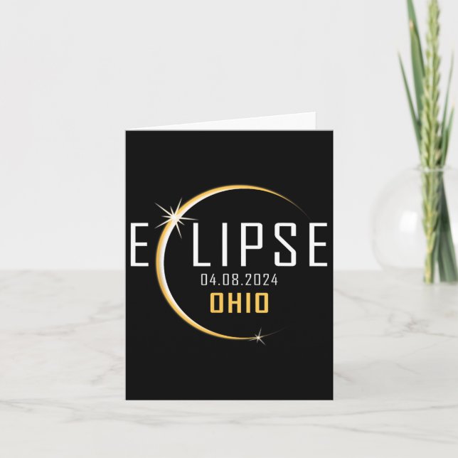 Cartão Total de Eclipse Solar 2024 Ohio America Primavera (Frente)