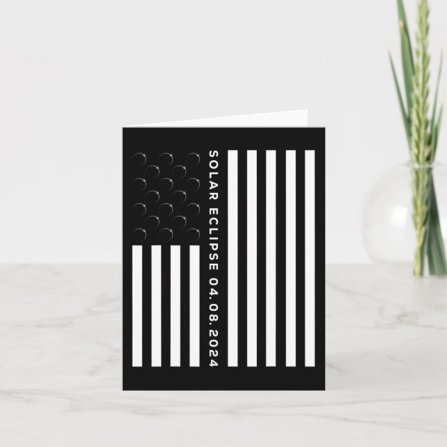 Cartão Total do Eclipse Solar US American Flag 04.08.2024 (Frente)