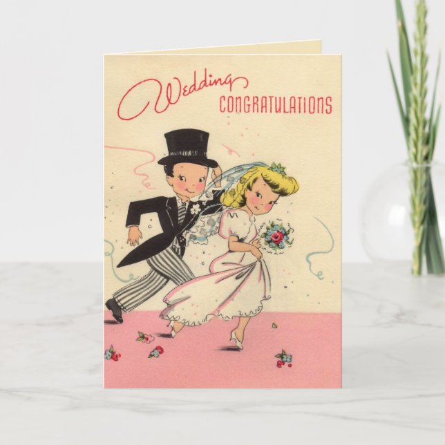 Cartão Totally Retro Wedding Congratulations (Frente)