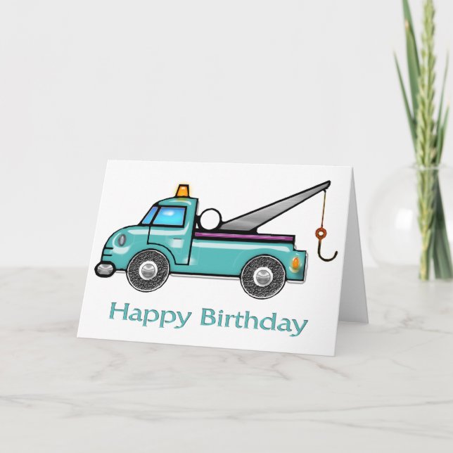 Cartão Tough Tow Truck Birthday (Frente)