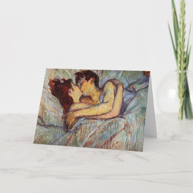 Cartão Toulouse-Lautrec In Bed The Kiss Greeting Card (Frente)