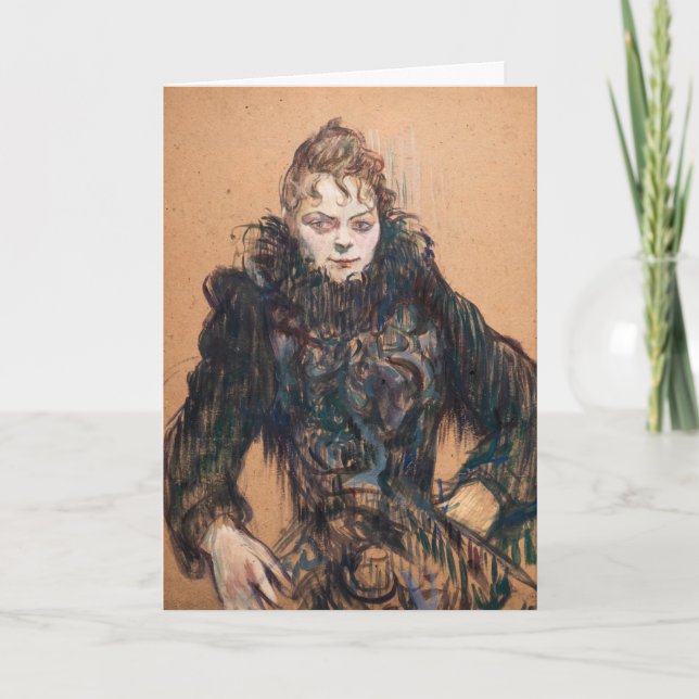 Cartão Toulouse-Lautrec - Mulher com Boa Negra (Frente)