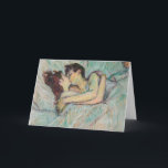 Cartão Toulouse-Lautrec - Na Cama, O Beijo<br><div class="desc">Na cama,  The Kiss / Au iluminou : Le baiser - Henri de Toulouse-Lautrec,  Oil on Cardboard,  1892</div>