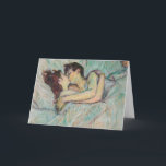 Cartão Toulouse-Lautrec - Na Cama, O Beijo<br><div class="desc">Na cama,  The Kiss / Au iluminou : Le baiser - Henri de Toulouse-Lautrec,  Oil on Cardboard,  1892</div>