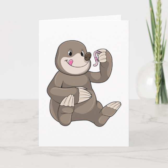 Cartão Toupeira com Minhoca (Frente)