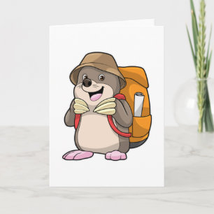 Cartão Toupeira como Mochileiro com Bagagem