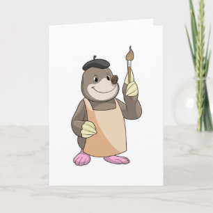 Cartão Toupeira como Pintor com Pincel