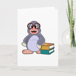 Cartão Toupeira de Óculos e Livros