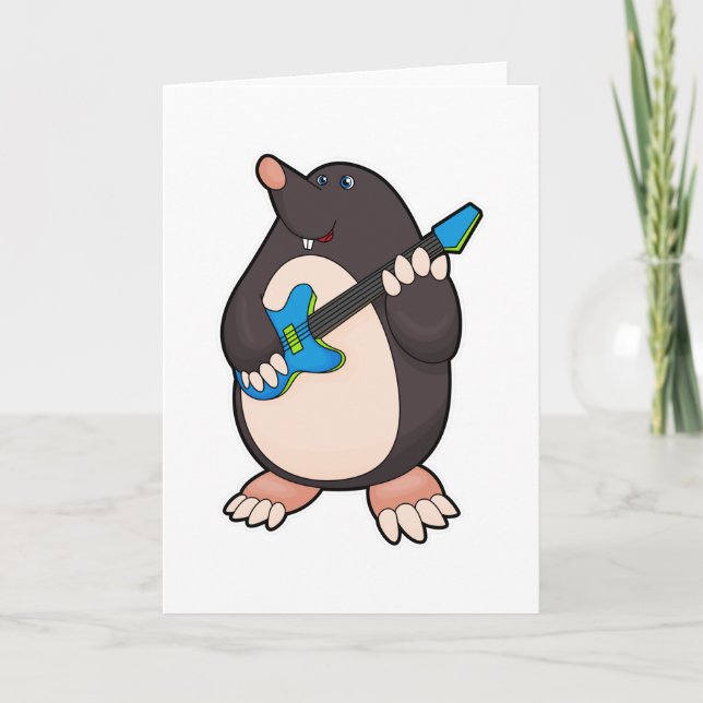 Cartão Toupeira na Música com Guitarra (Frente)