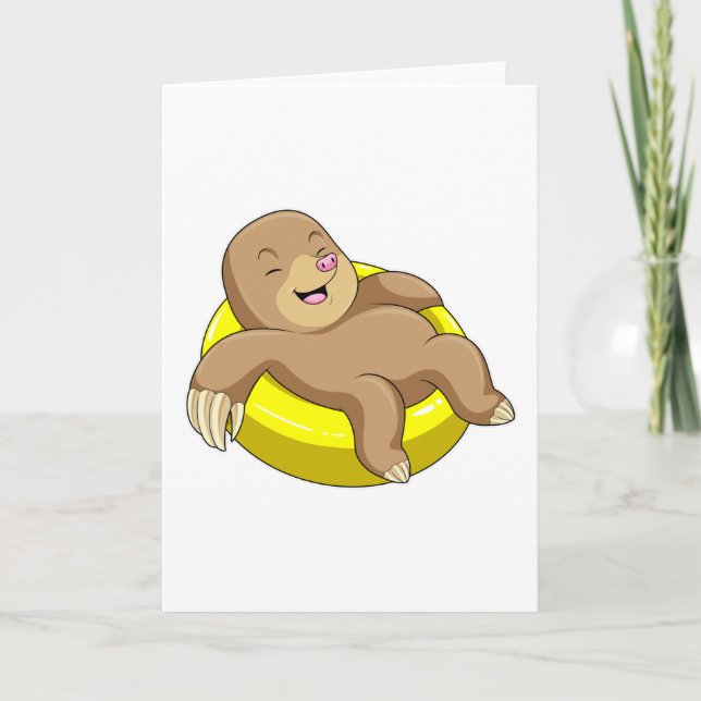 Cartão Toupeira na Natação com Círculo de Salvamento (Frente)