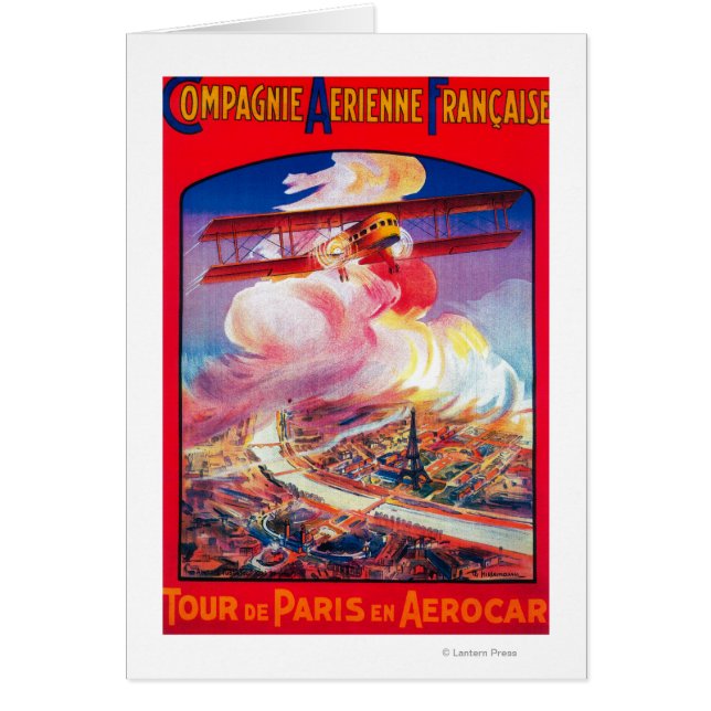 Cartão Tour de Paris, França, no Aerocar Poster Europe (Frente)