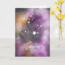Cartão Touro Constelação Zodiac Roxo Galáxia