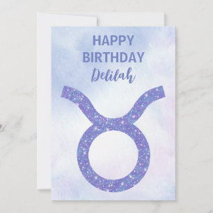 Cartão Touro Personalizado Roxo Sinal de Astronomia Fofo