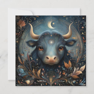Cartão Touro Touro Zodíaco Astrologia Celestial Aniversár
