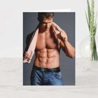 Cartão Towelling Off Hot Guy Greetings Card