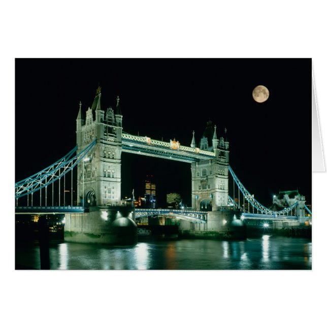 Cartão Tower Bridge à Noite, Londres, Inglaterra (Frente Horizontal)