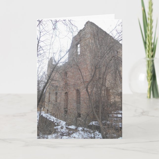 Cartão “Towering Oxford Mill Ruins” Christmas Card (Frente)