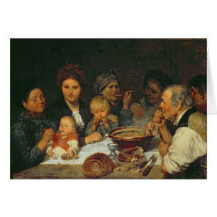 Cartão Trabalhadores em uma mesa, Thueringen, 1875