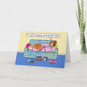 Cartão Trabalhando a partir do Cartoon de Autoisolamento