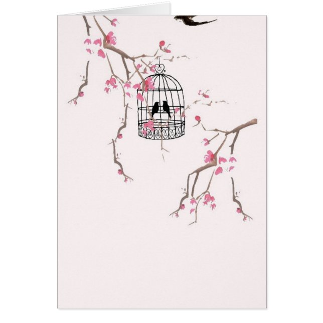 Cartão Trabalho de arte de cerejeira original florada (Frente)