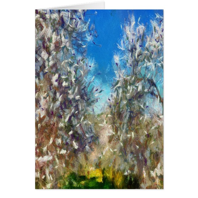 Cartão Trabalho de arte de Pointilismo da Árvore de Amênd (Frente)