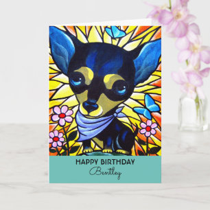 Cartão Trabalho de arte de Teal de Cão Negro Cujo Nascim