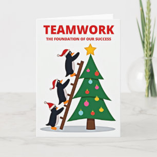 Cartão Trabalho em Equipe Constrói o Sucesso do Natal