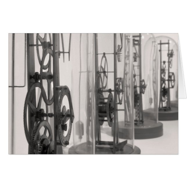 Cartão Trabalhos de relógio em preto e branco (Frente horizontal)