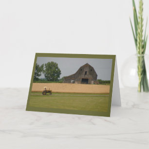 Cartão Tractor and Barn Greeting Card