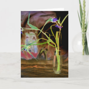 Cartão "Tradescantia" Flor Digitalmente Alterado num Vaso