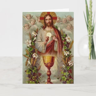 Cartão Tradicional Oferta em Massa Católica Oferecendo Co