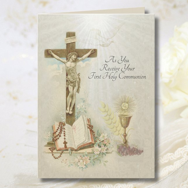 Cartão Traditional Catholic First Holy Communion Prayer (Criador carregado)