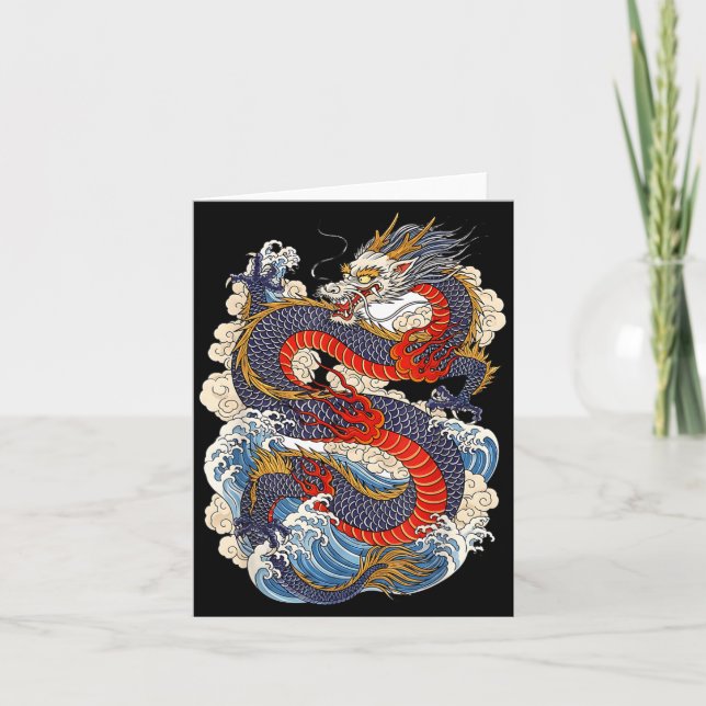 Cartão Traditional Chinese Dragon East Asia Dragon Ukiyoe (Frente)