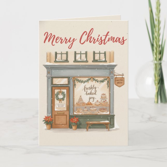 Cartão Traditional Merry Christmas Bakery Card Freshly (Frente)