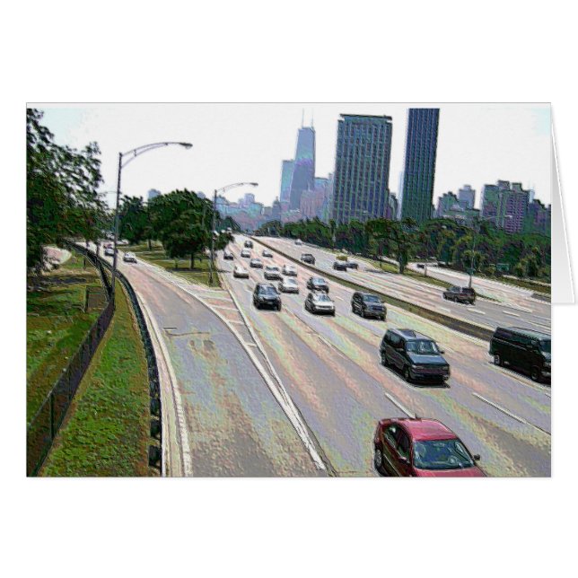 Cartão Tráfego de Chicago em Arenito (Frente Horizontal)