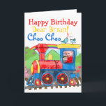 Cartão Train Happy Birthday photo greeting card<br><div class="desc">Join me at Google  Circles</div>