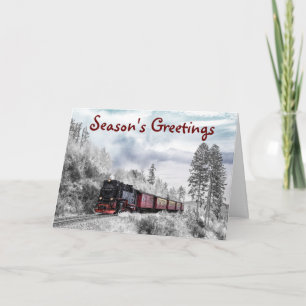 Cartão Train Themed Season's Greeting Christmas Card