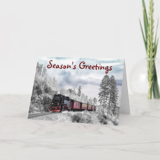 Cartão Train Themed Season's Greeting Christmas Card