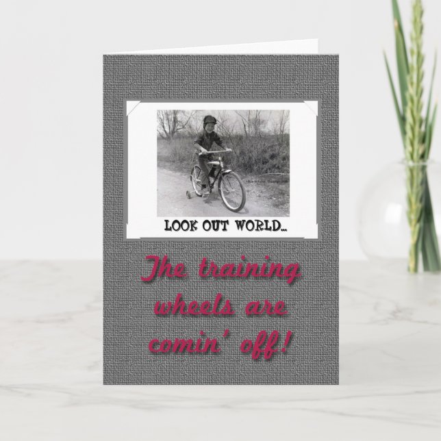 Cartão Training Wheels Funny Retro Graduation (Frente)