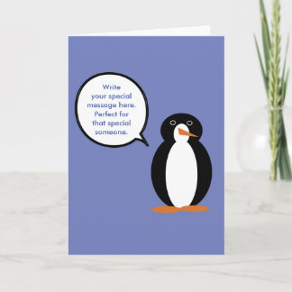 Cartão Traje de Aniversário Ms. Penguin Personalizada